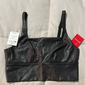 Spanx faux leather square neck crop top